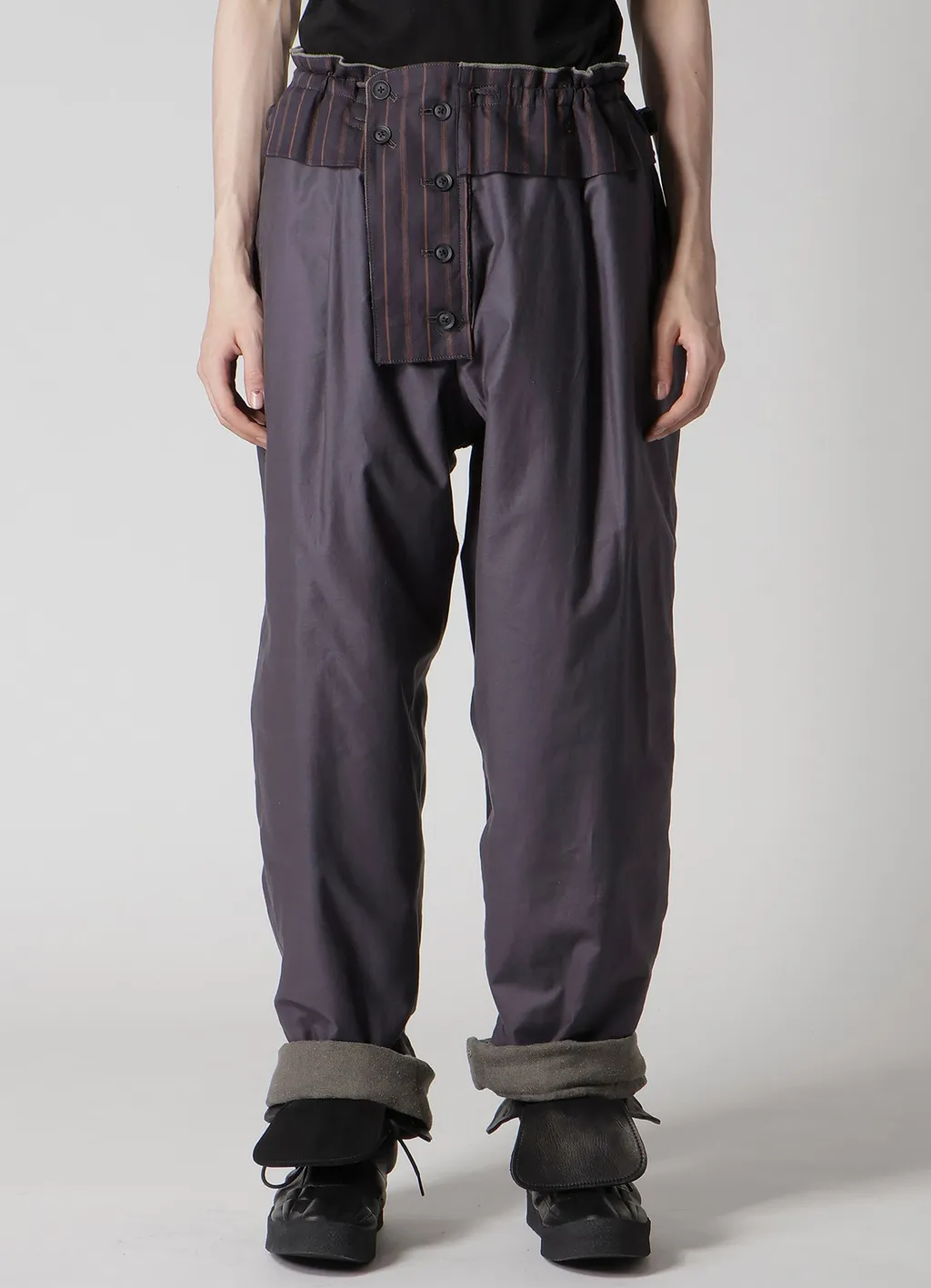 Silk Linen Knee Tab Padded Pants