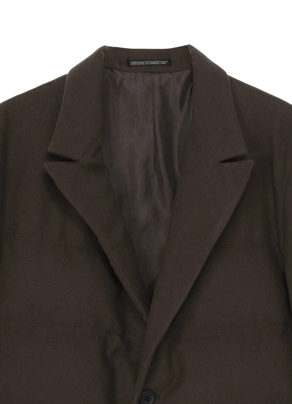 Flannel Khaki 2Buttons Padded Long Jacket