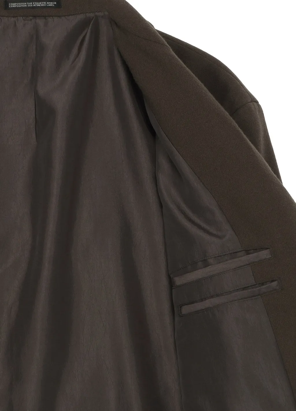 Flannel Khaki 2Buttons Padded Long Jacket