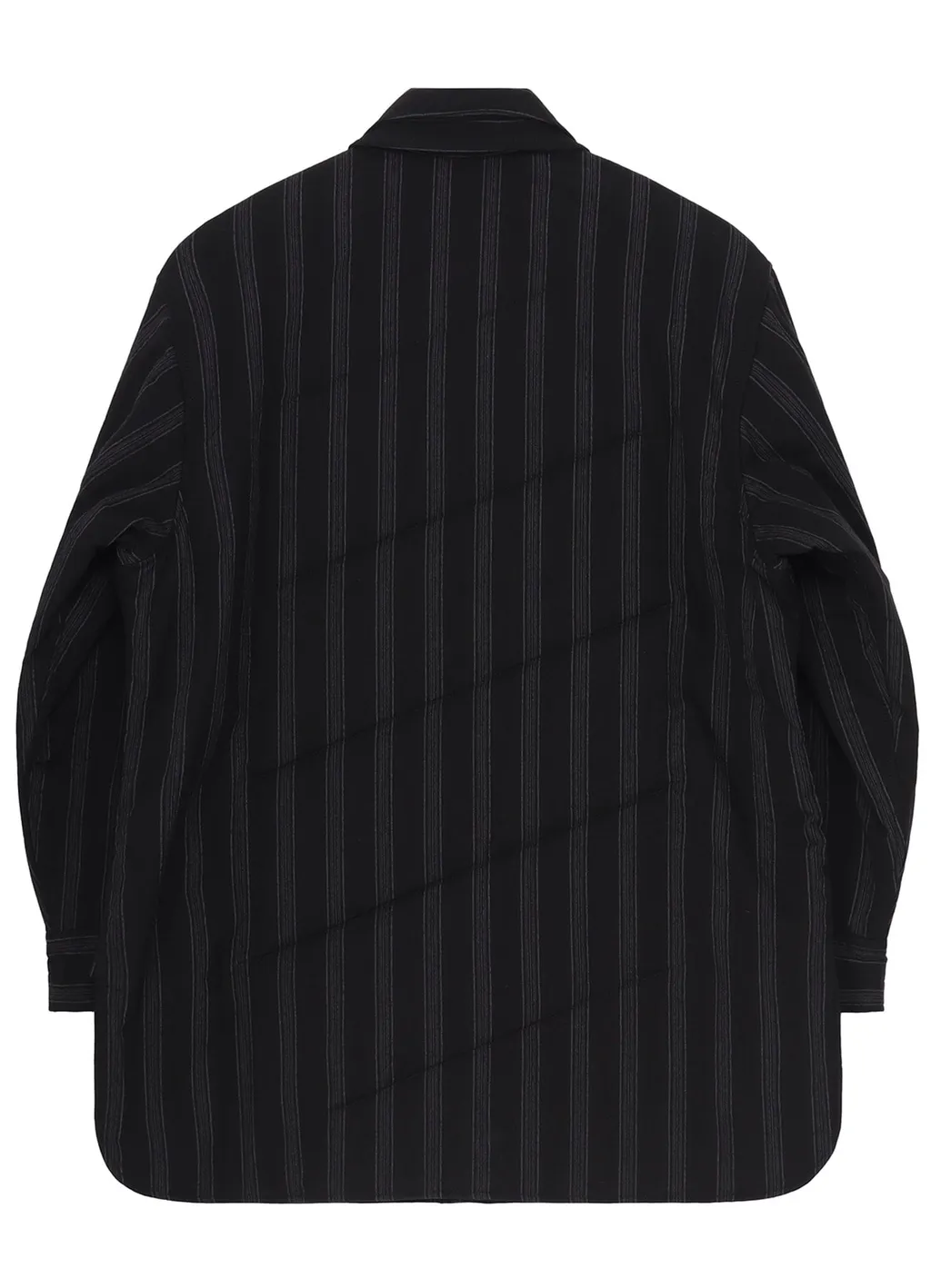 Cotton Stripe 2Collar Diagonal Padded Blouse