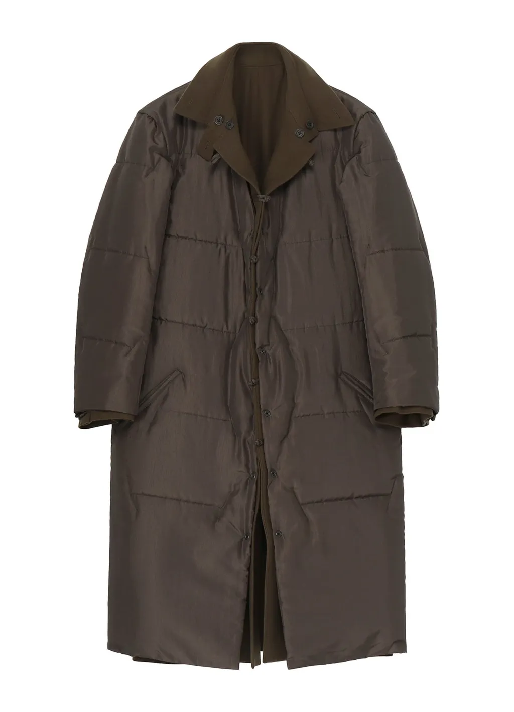 Flannel Khaki Belted Long Jacket With Liner