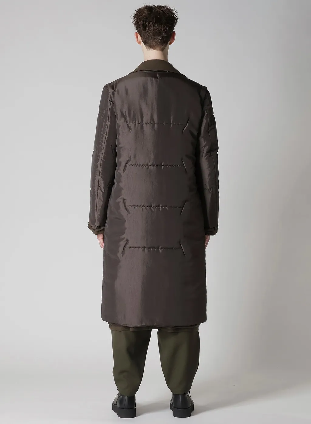 Flannel Khaki Belted Long Jacket With Liner