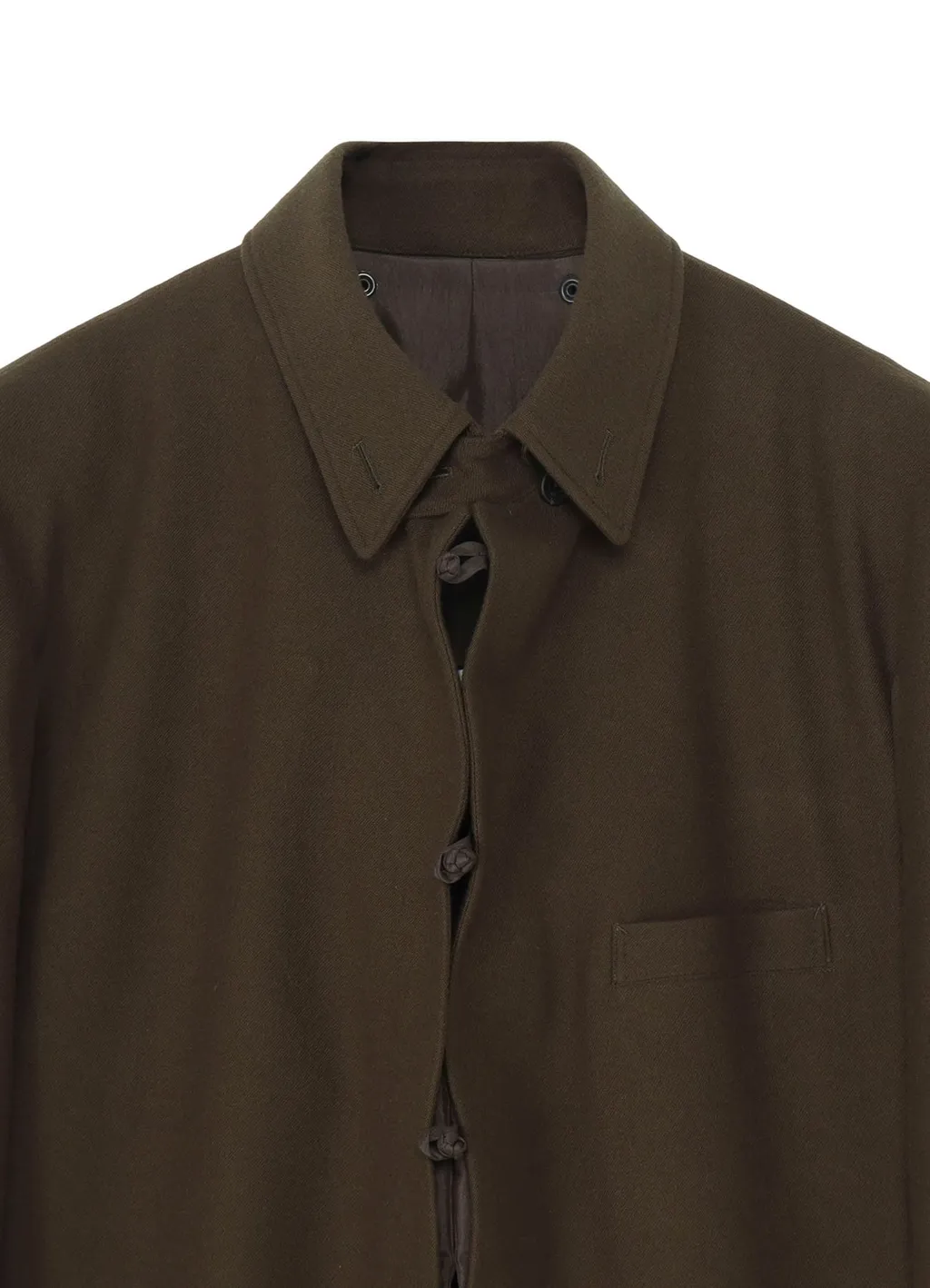 Flannel Khaki Belted Long Jacket With Liner