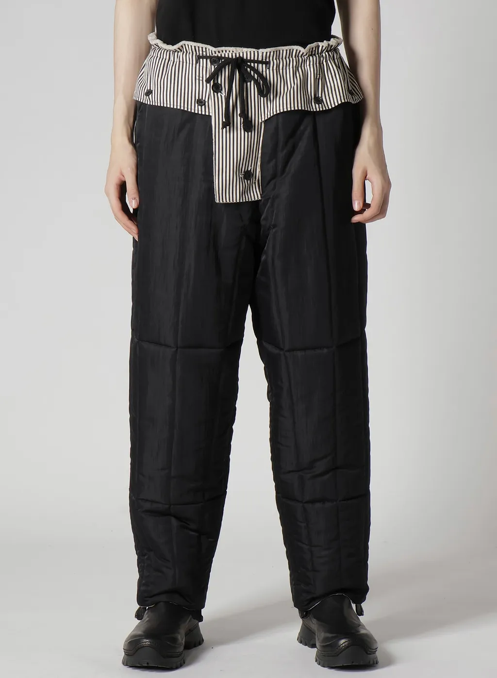 Raw Linen Velvet Loop Button Pants With Liner