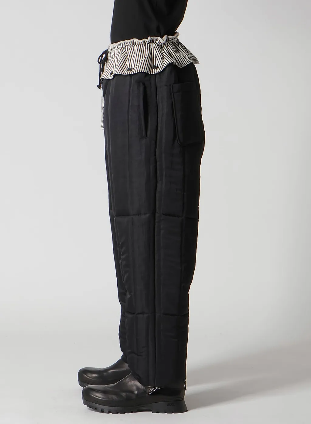 Raw Linen Velvet Loop Button Pants With Liner