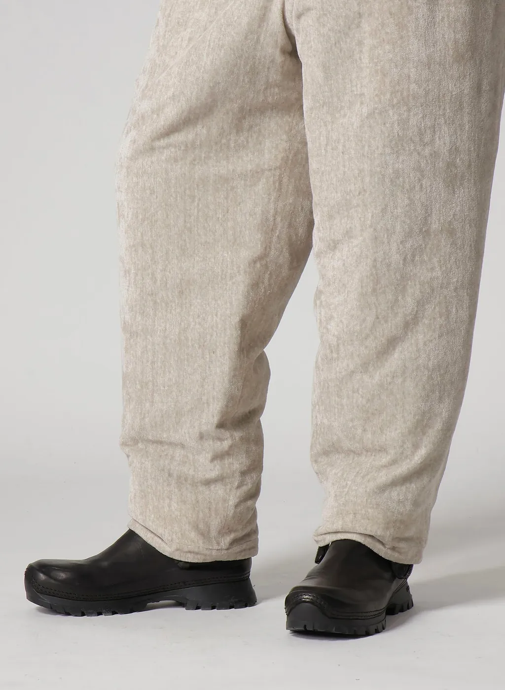 Raw Linen Velvet Loop Button Pants With Liner