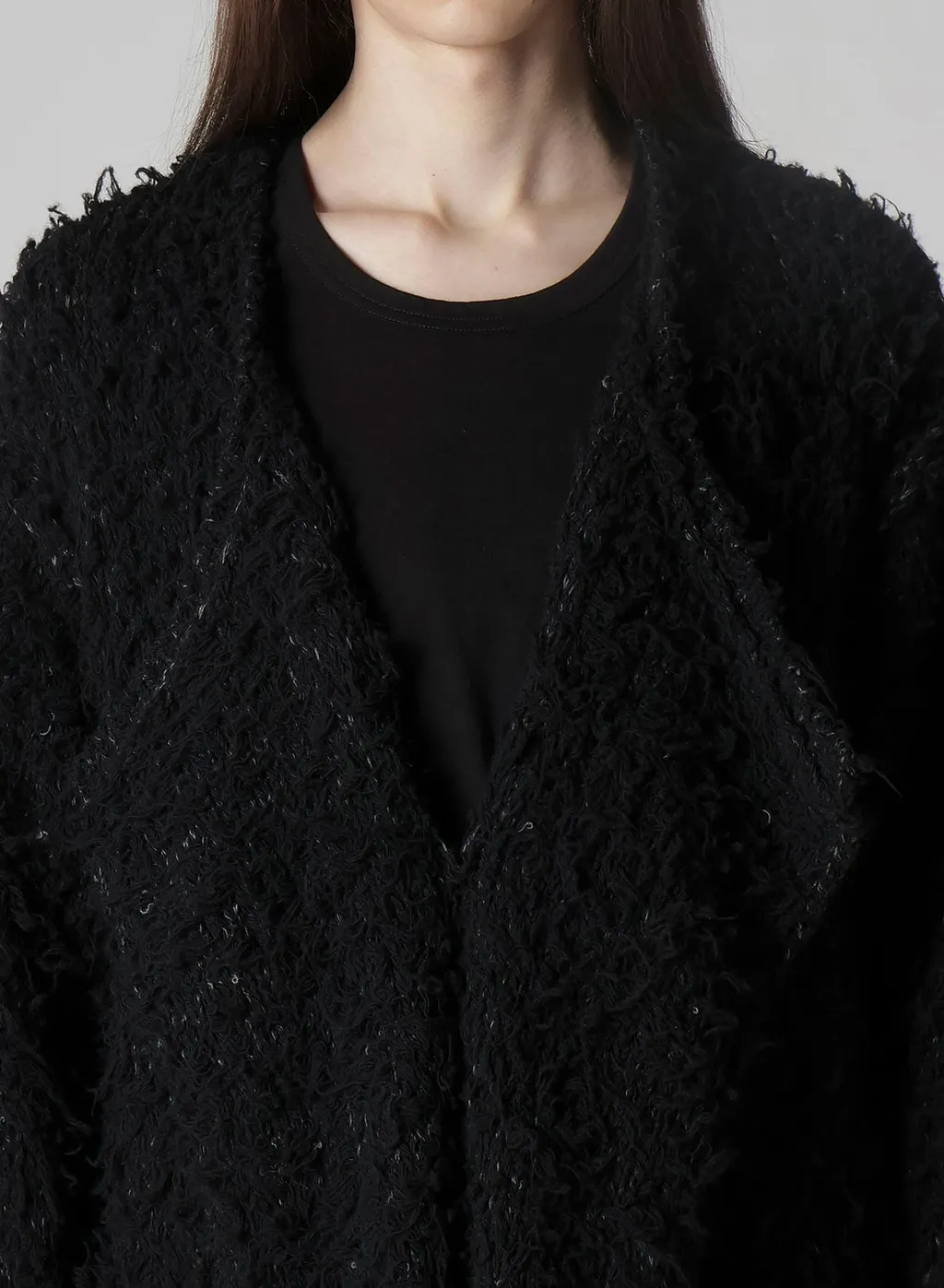 3G1P Brushed Plain Stitch Long Cardigan