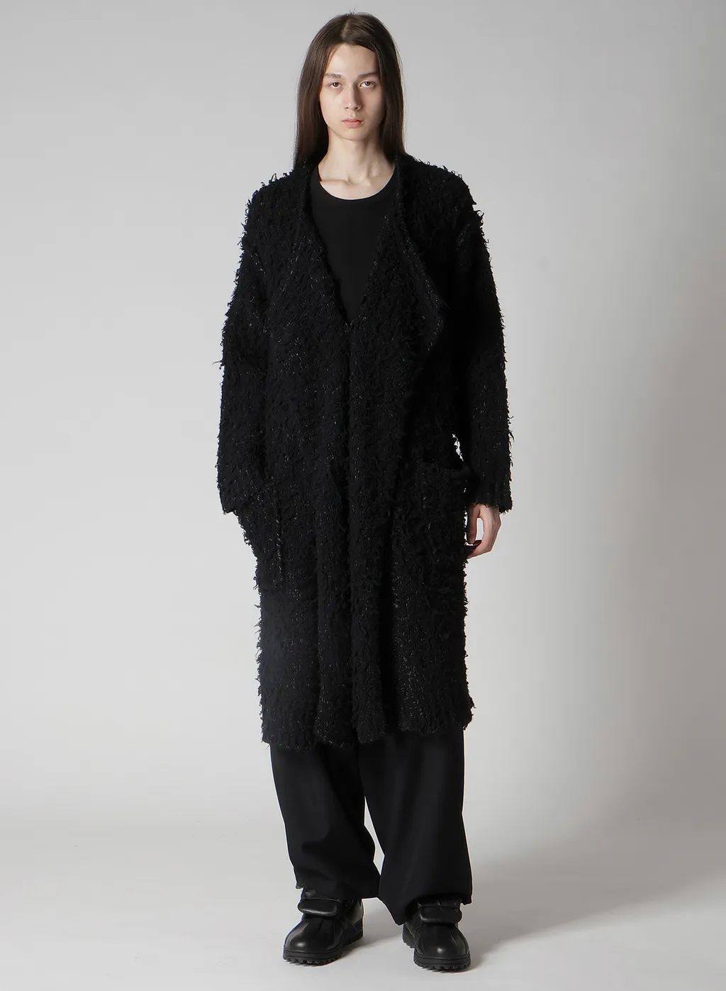 3G1P Brushed Plain Stitch Long Cardigan