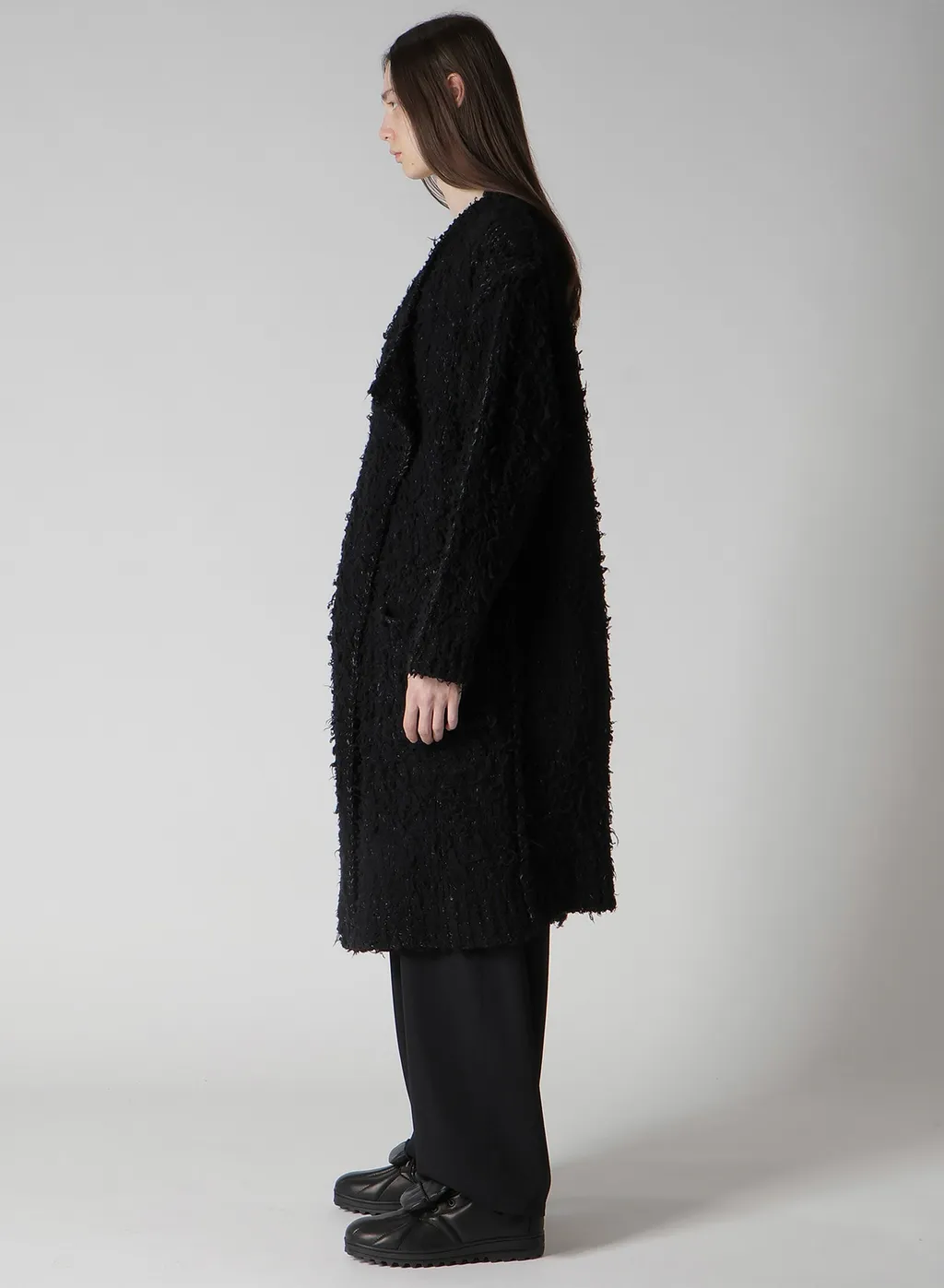 3G1P Brushed Plain Stitch Long Cardigan