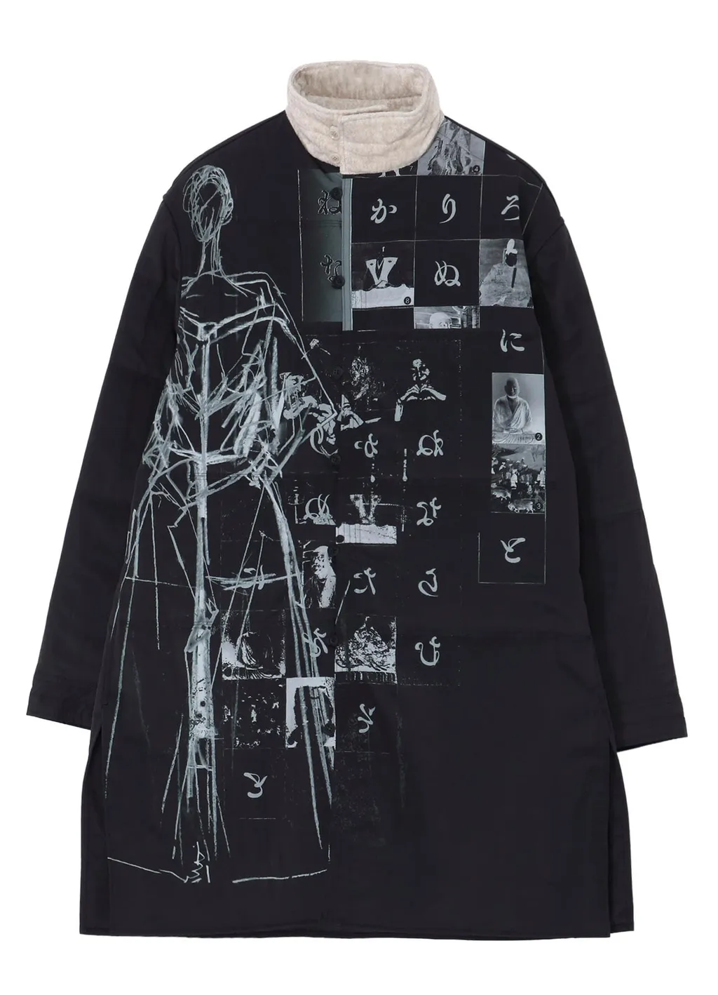Dessin Motif Standcollar Padded Blouse