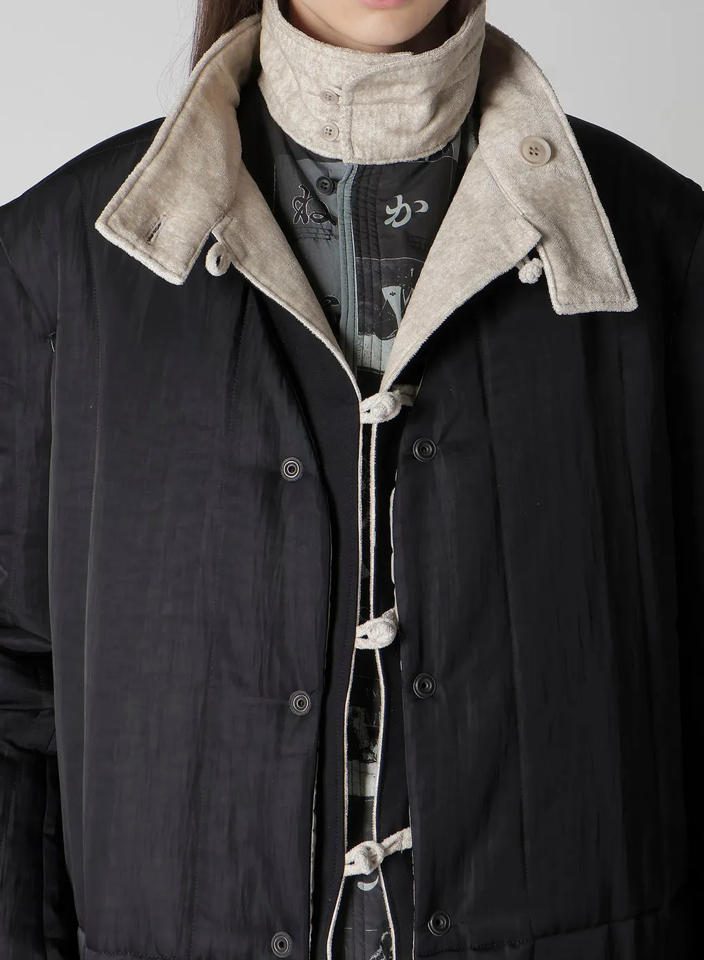 Linen Velvet Stand Collar Jacket With Liner