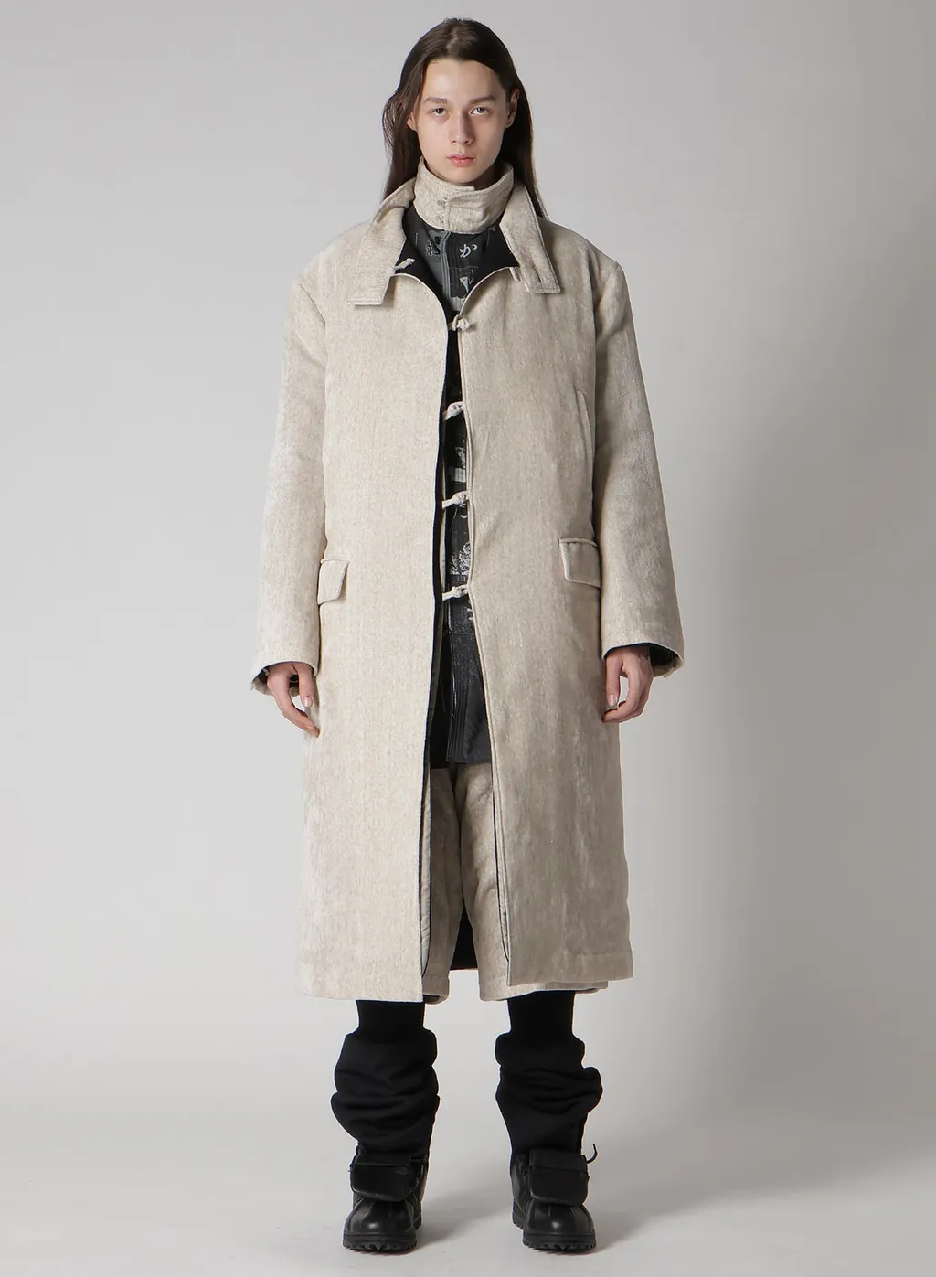Linen Velvet Stand Collar Jacket With Liner