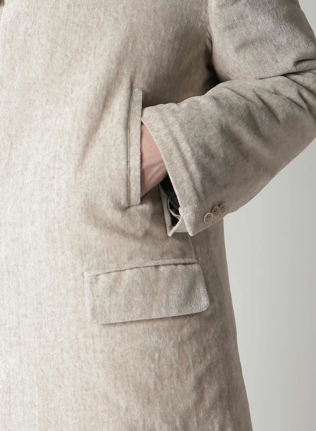 Linen Velvet Stand Collar Jacket With Liner