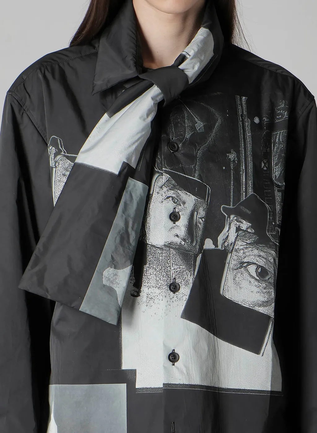 Stole Detail Printed Padded Blouse