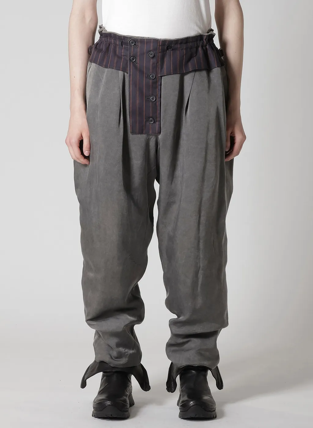 Silk Linen Inked Knee Tab Padded Pants