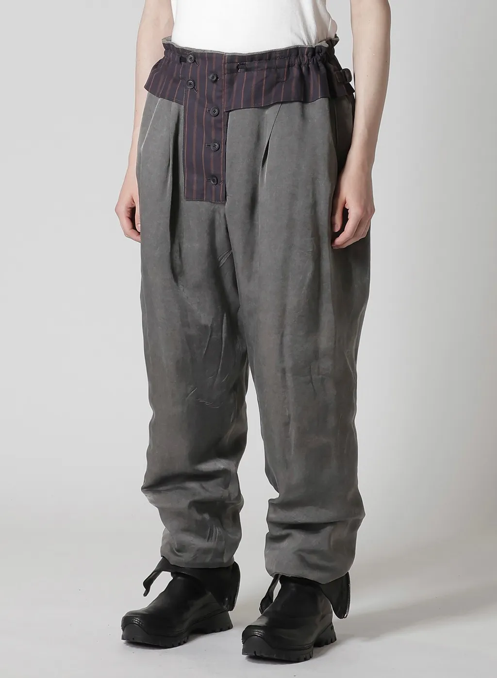 Silk Linen Inked Knee Tab Padded Pants