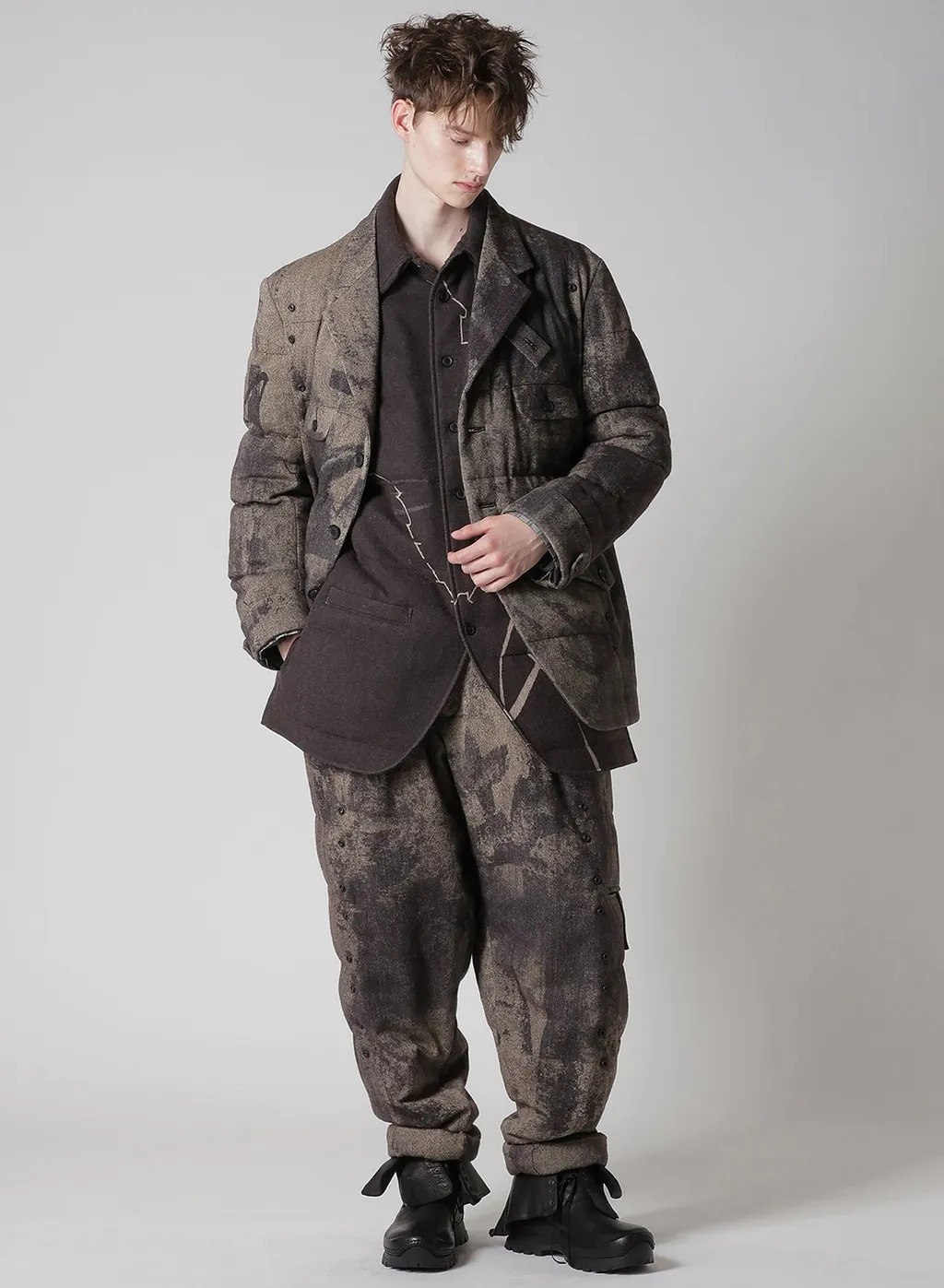 Collage Printed Herringbone Pants