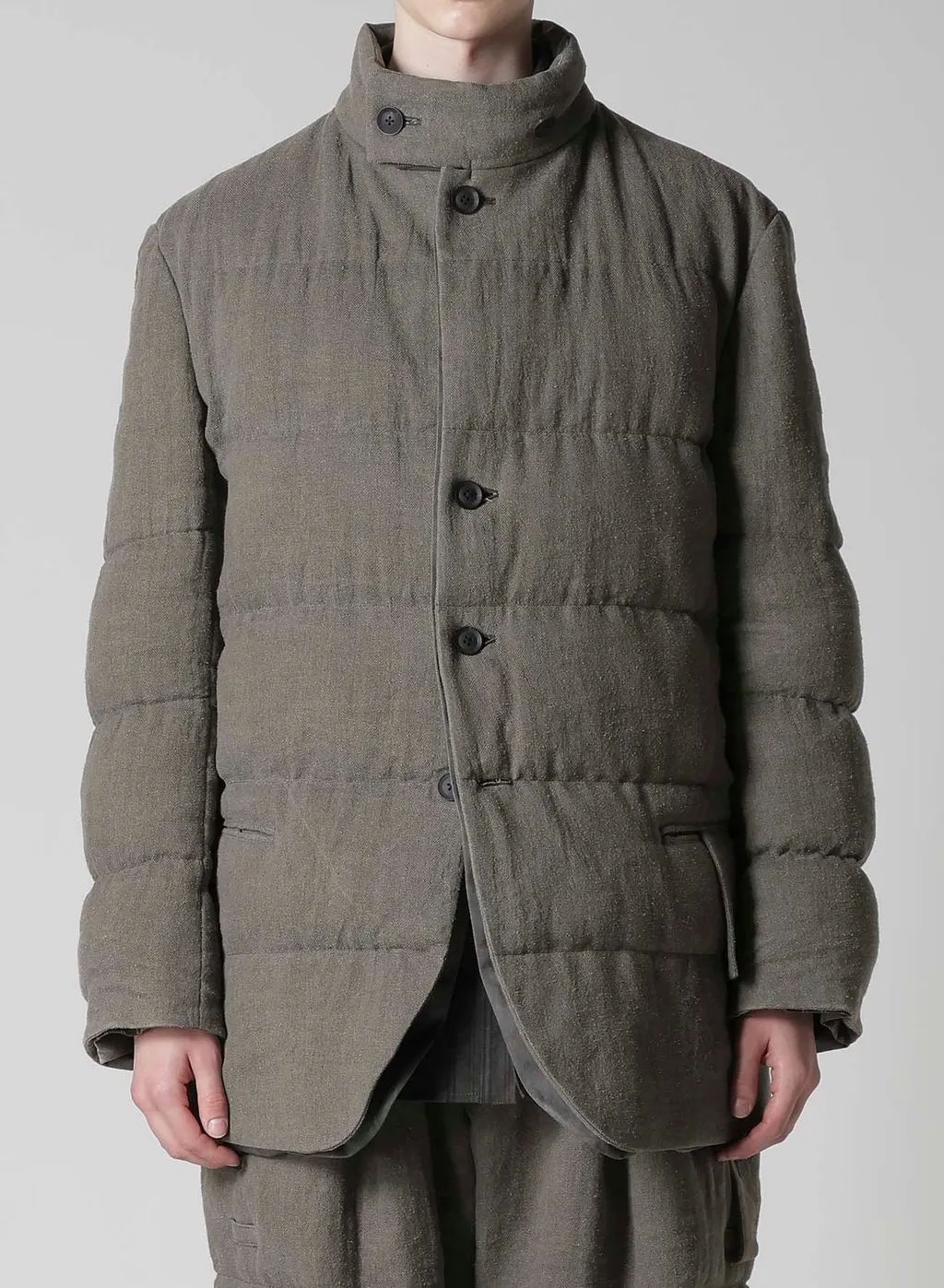 Silk Linen Inked Horizontal Padded Stand Jacket
