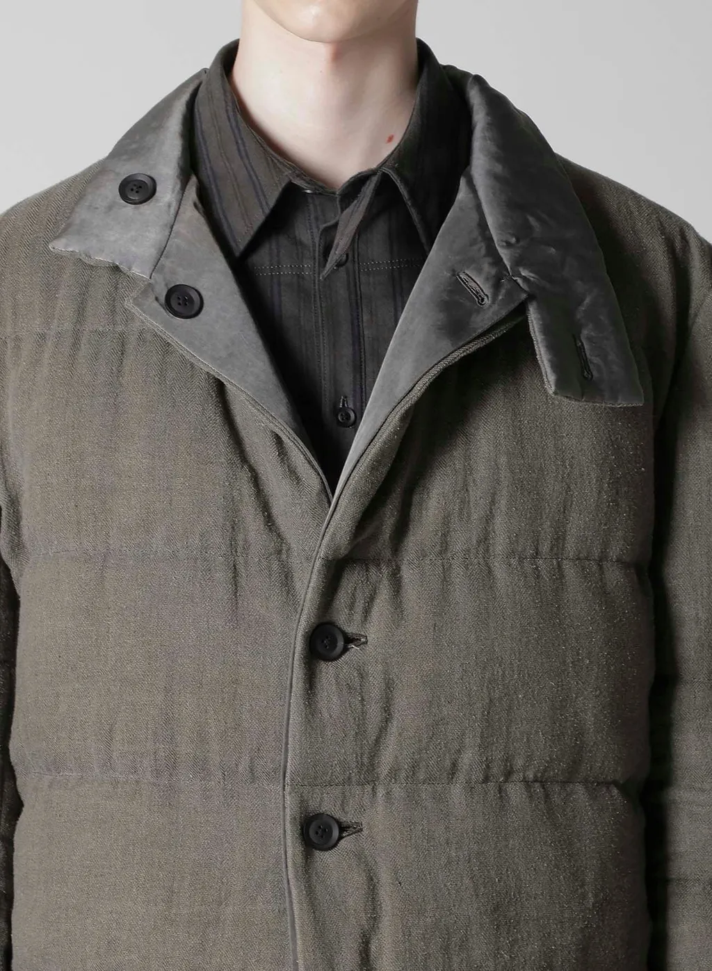 Silk Linen Inked Horizontal Padded Stand Jacket