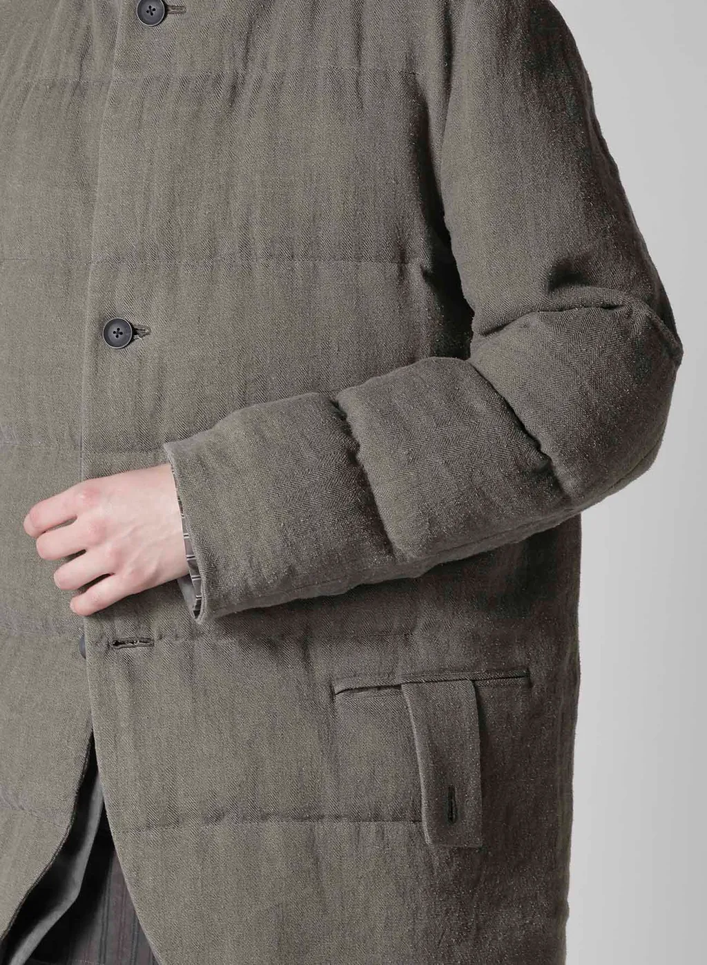 Silk Linen Inked Horizontal Padded Stand Jacket
