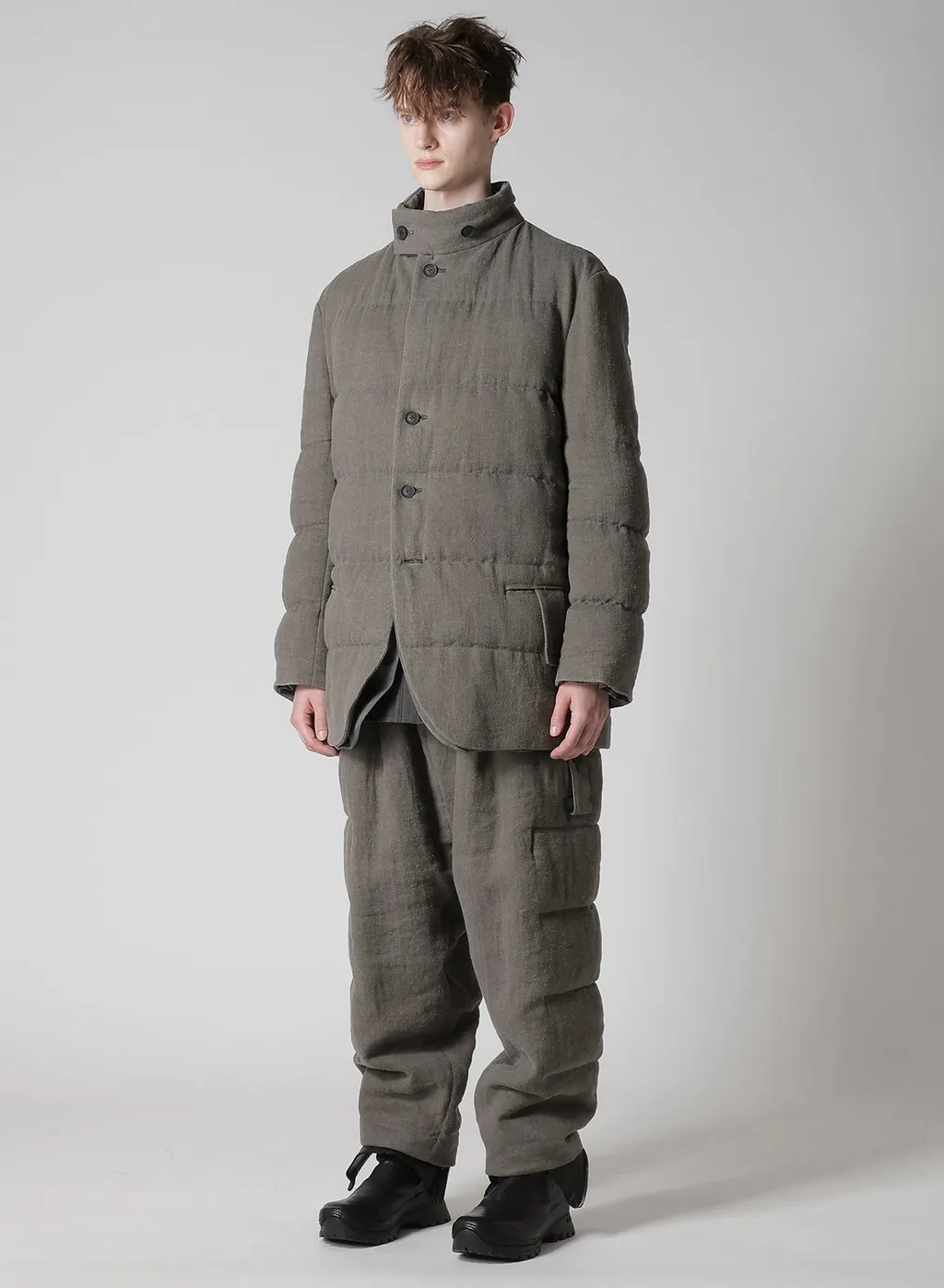 Silk Linen Inked Horizontal Padded Stand Jacket