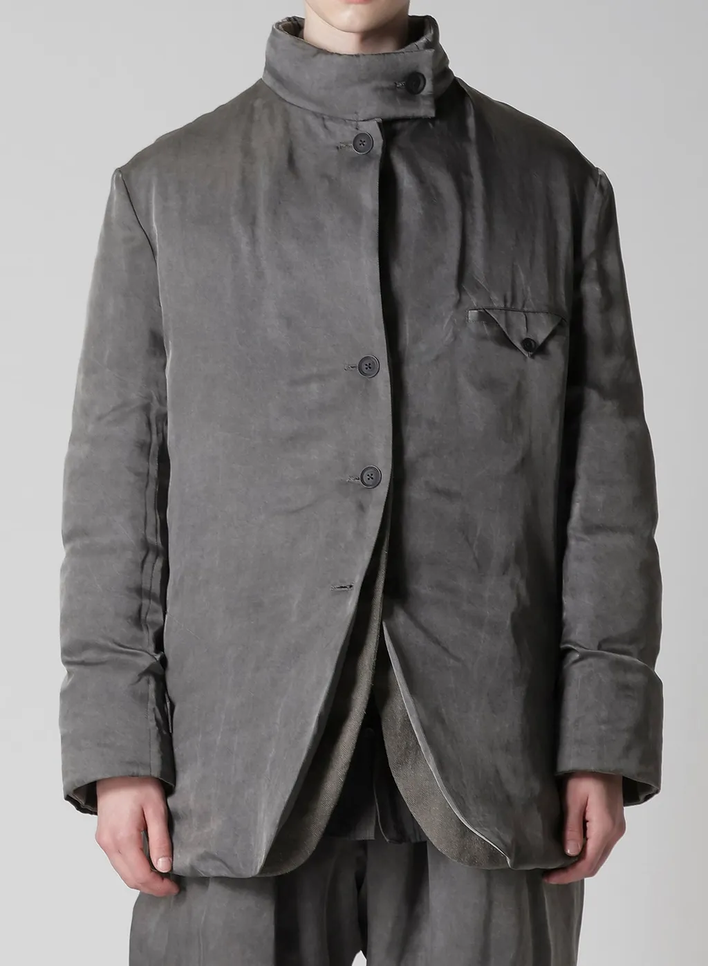 Silk Linen Inked Horizontal Padded Stand Jacket