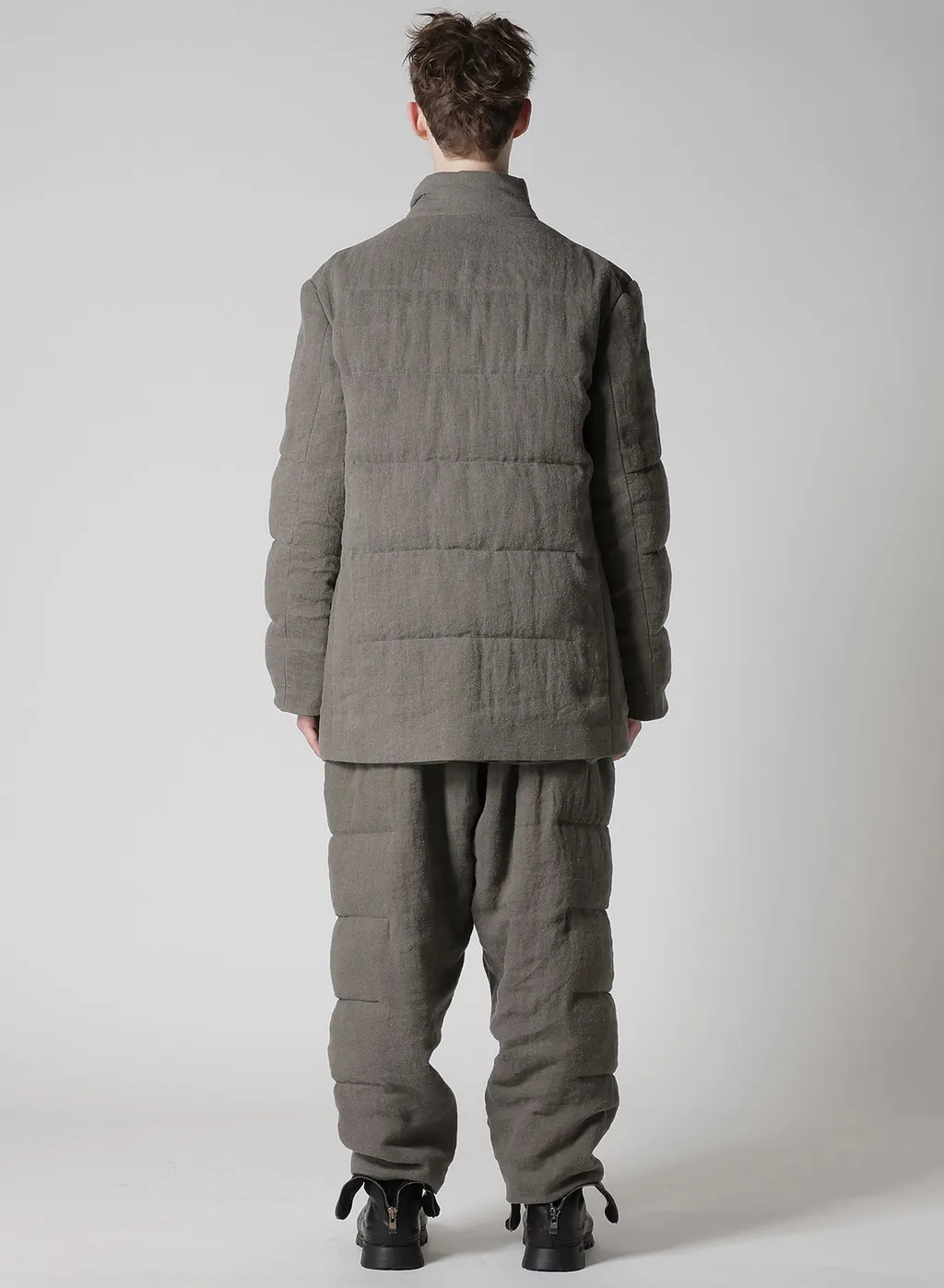 Silk Linen Inked Horizontal Padded Stand Jacket