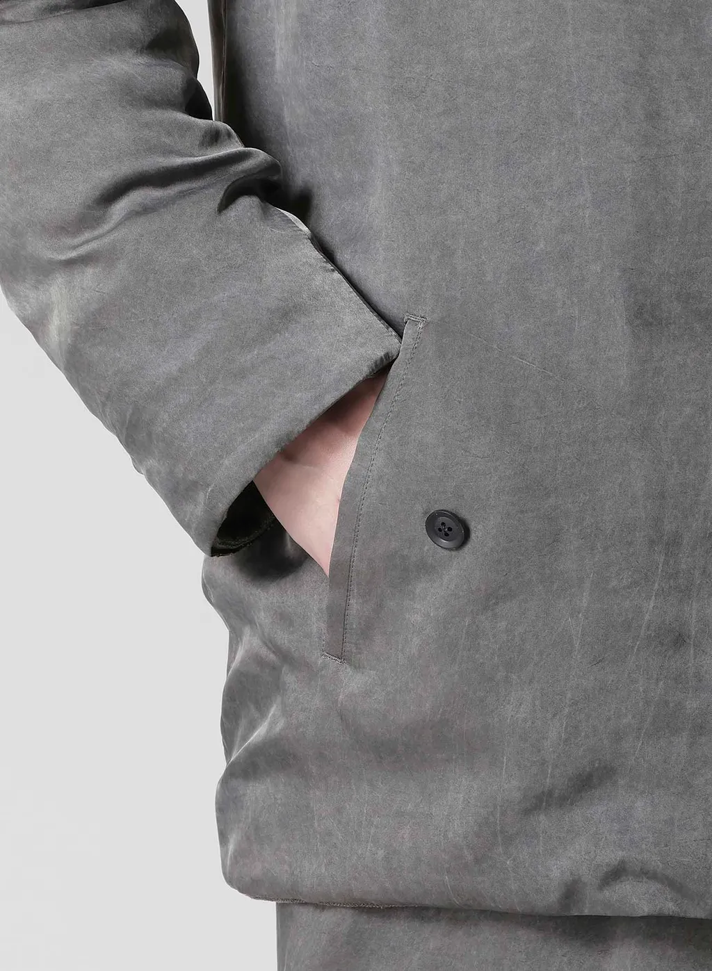 Silk Linen Inked Horizontal Padded Stand Jacket
