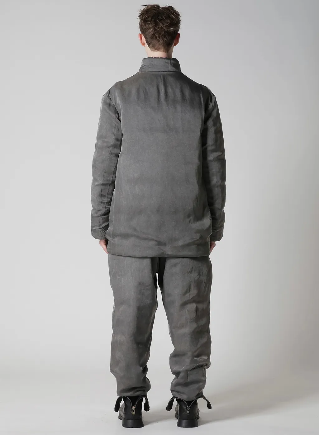 Silk Linen Inked Horizontal Padded Stand Jacket