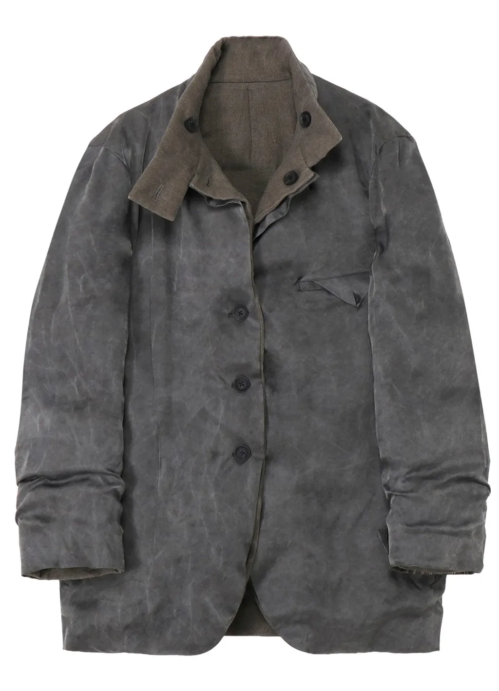 Silk Linen Inked Horizontal Padded Stand Jacket
