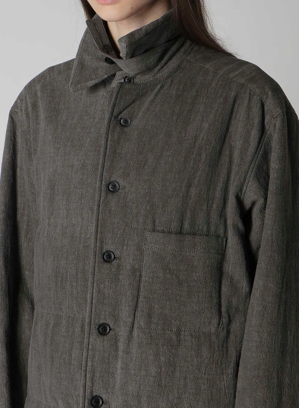 Linen/Cotton Sheeting Gusset Collar Padded Blouse