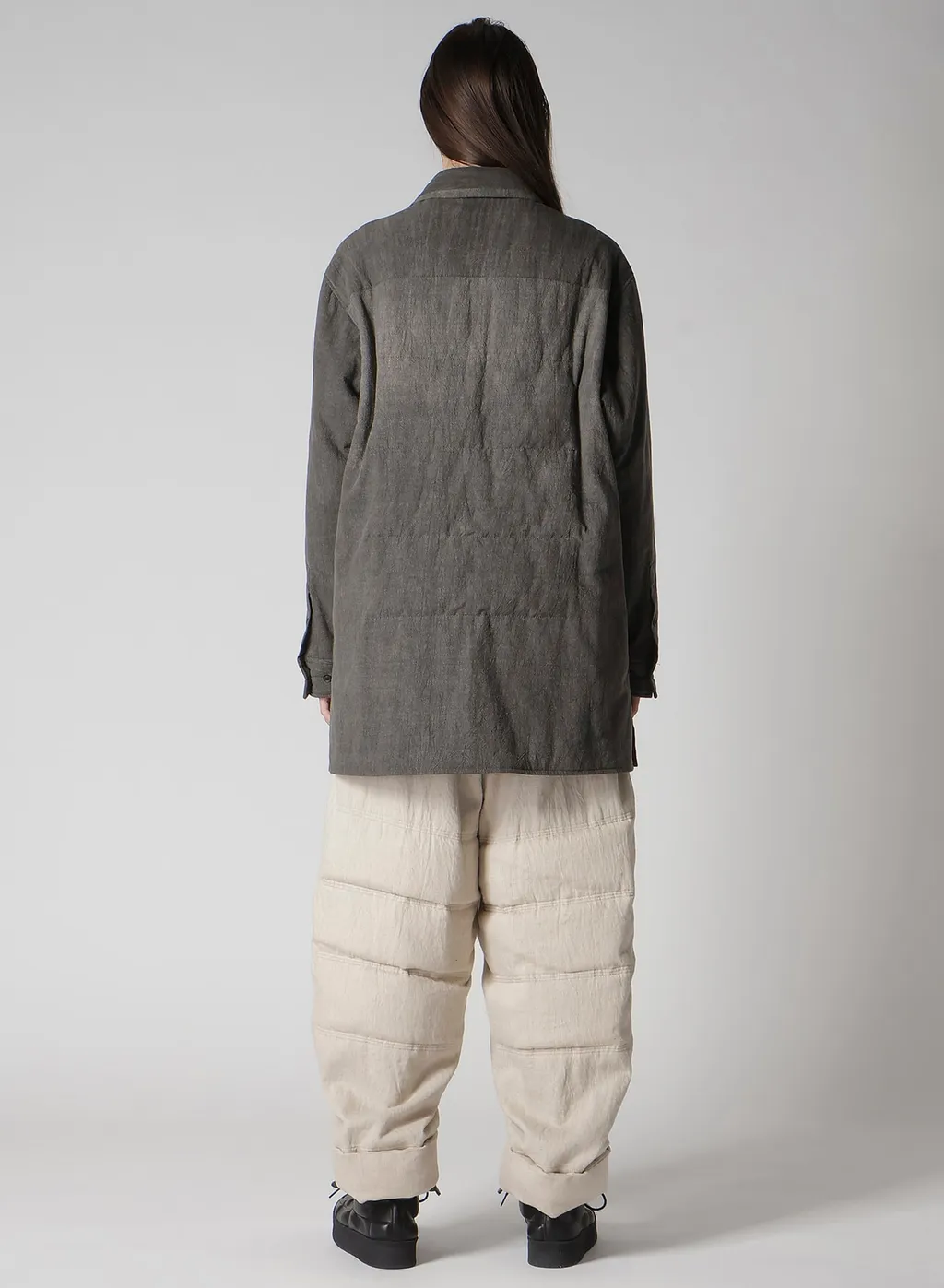 Linen/Cotton Sheeting Gusset Collar Padded Blouse