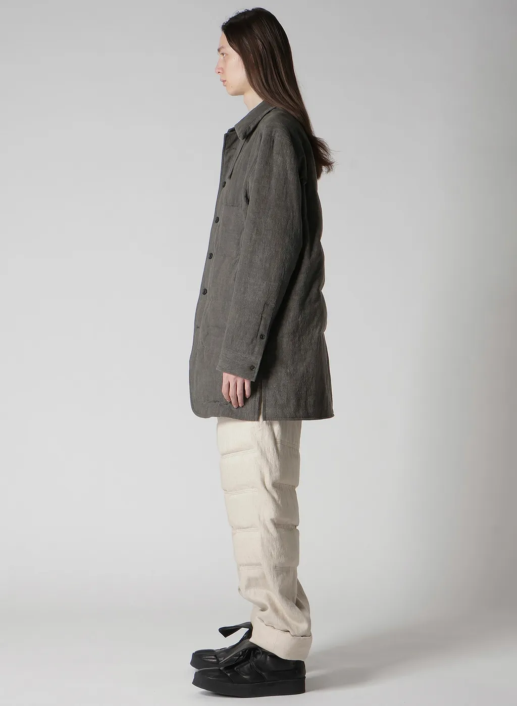 Linen/Cotton Sheeting Gusset Collar Padded Blouse