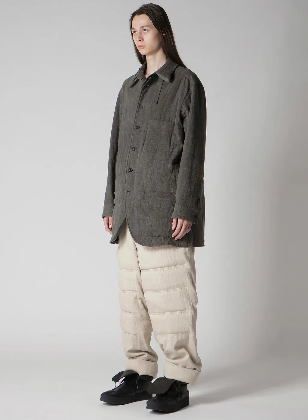 Linen/Cotton Sheeting Gusset Collar Padded Blouse