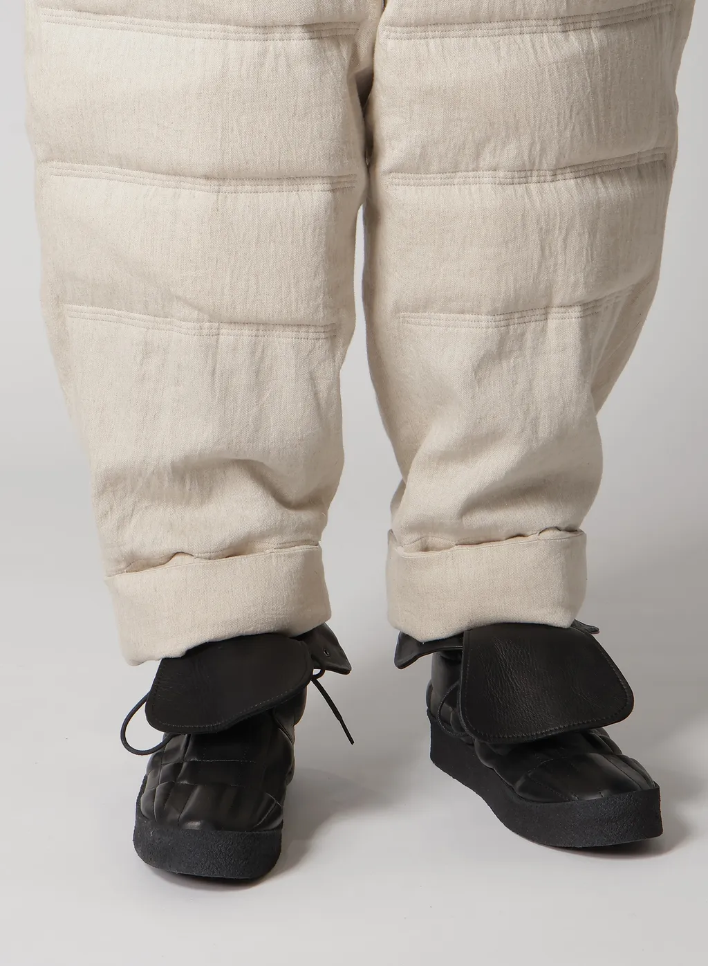 Linen/Cotton Plaid Horizontal Padded Pants