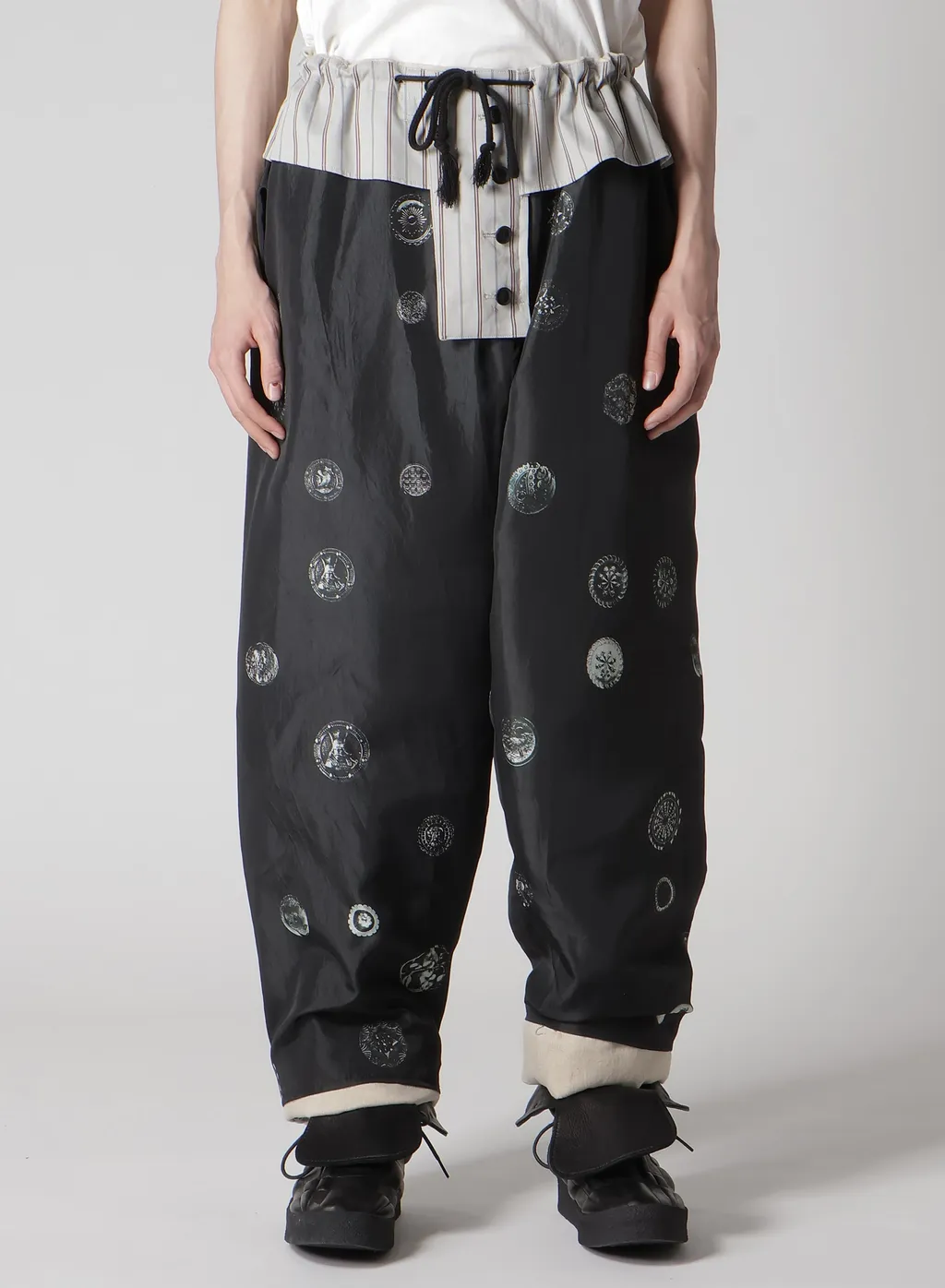 Linen/Cotton Plaid Horizontal Padded Pants