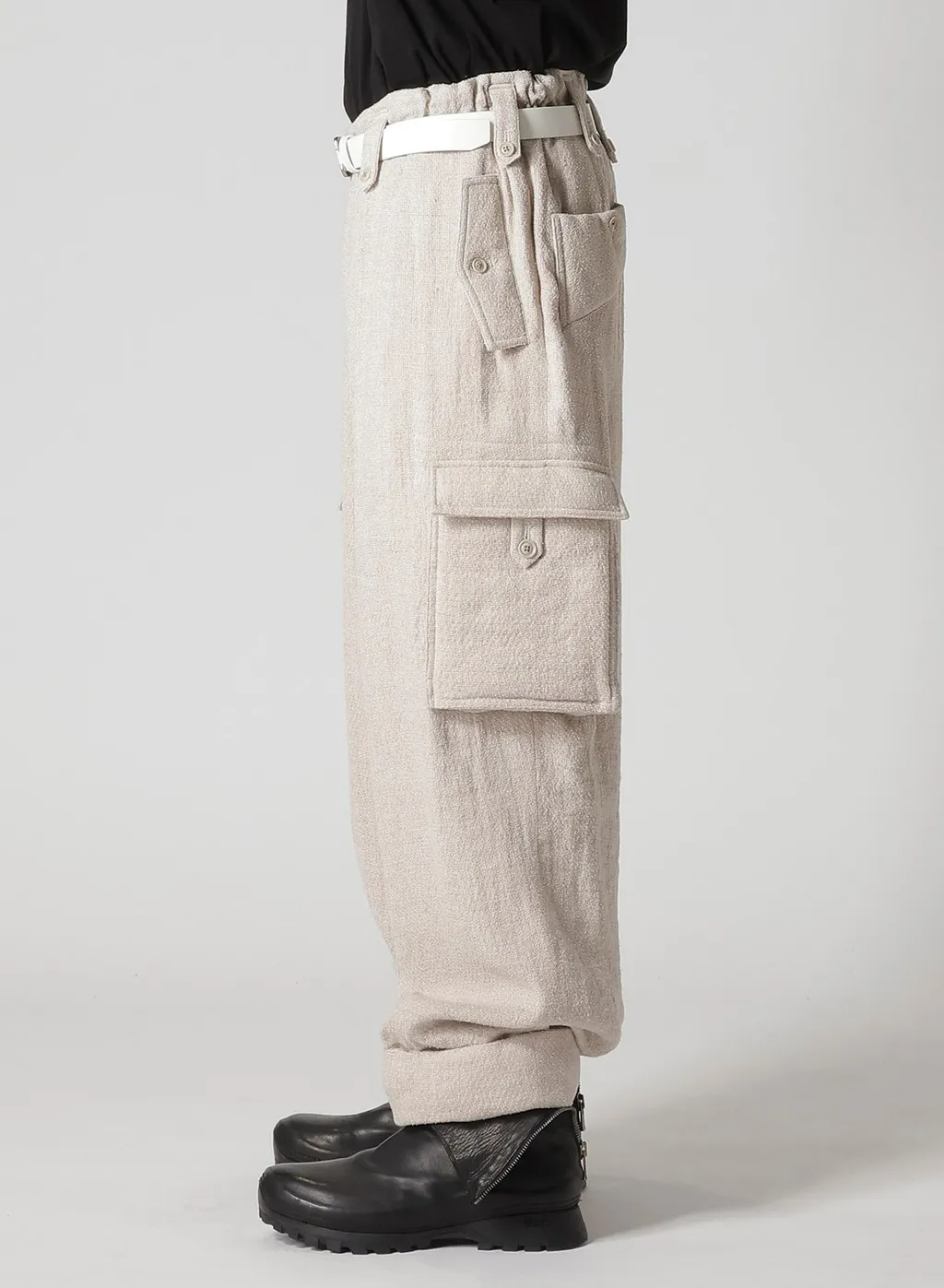 Silk Linen Tweed Gusset Pocket Padded Pants