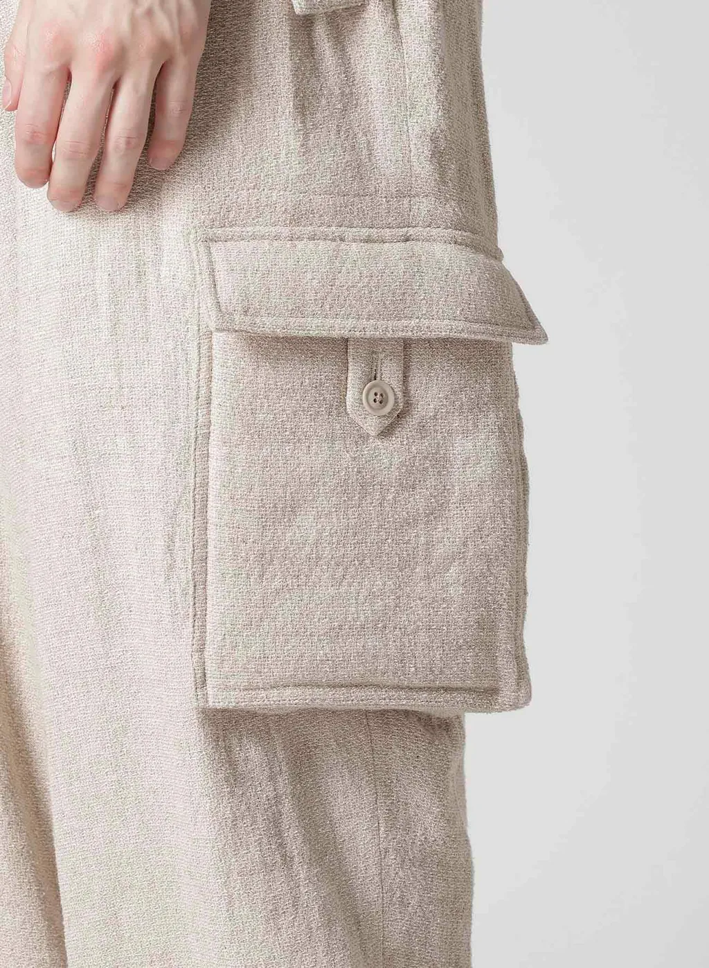 Silk Linen Tweed Gusset Pocket Padded Pants
