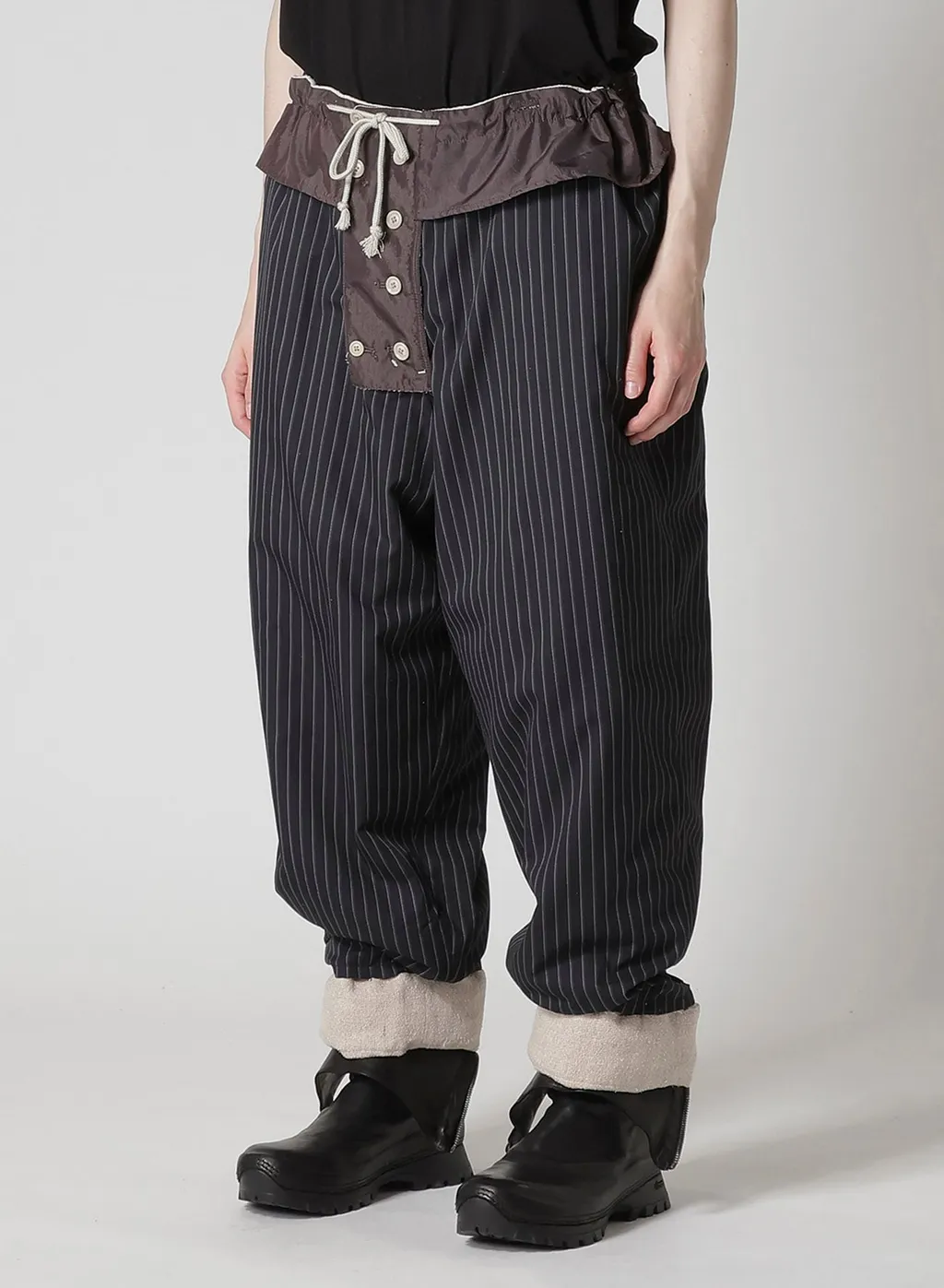 Silk Linen Tweed Gusset Pocket Padded Pants