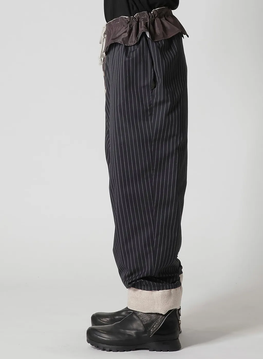 Silk Linen Tweed Gusset Pocket Padded Pants