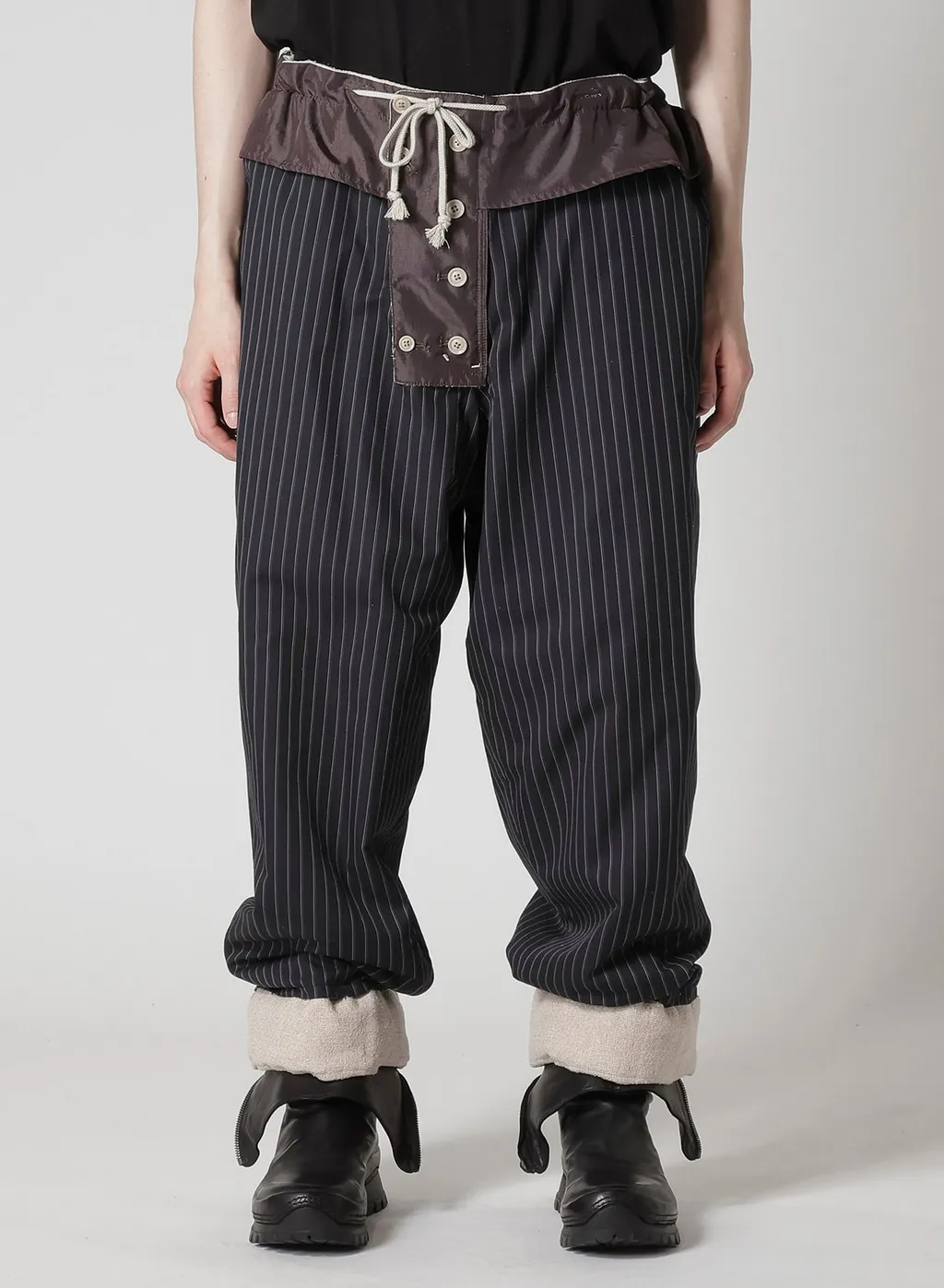 Silk Linen Tweed Gusset Pocket Padded Pants