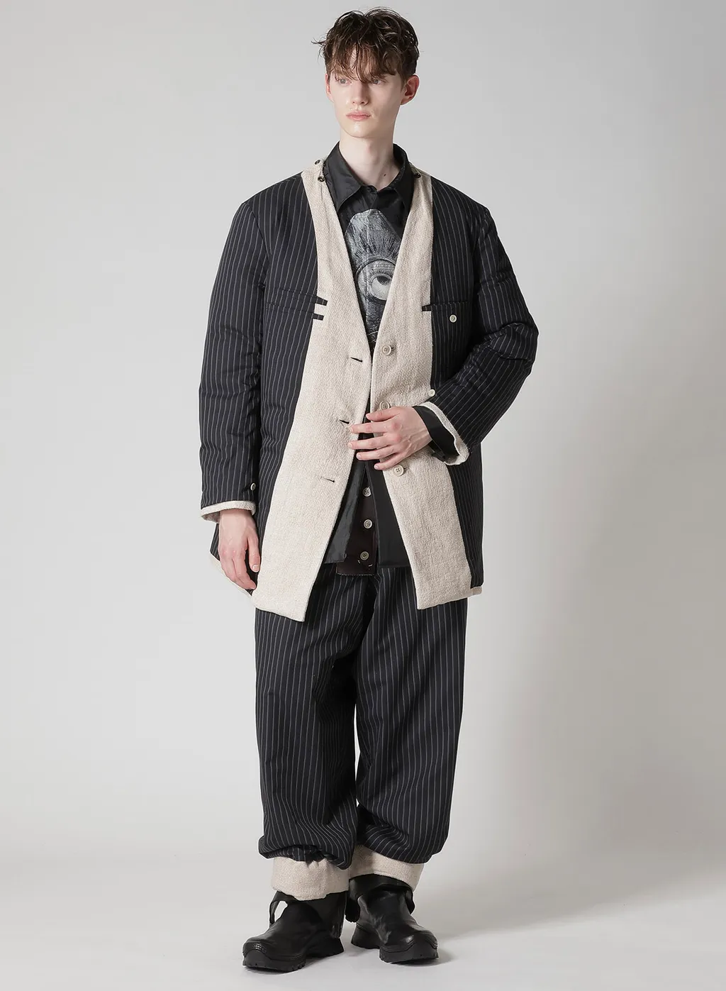 Silk Linen Tweed Gusset Pocket Padded Pants