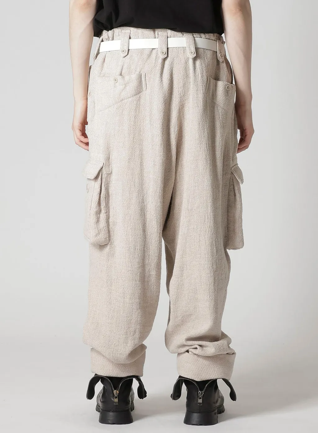 Silk Linen Tweed Gusset Pocket Padded Pants