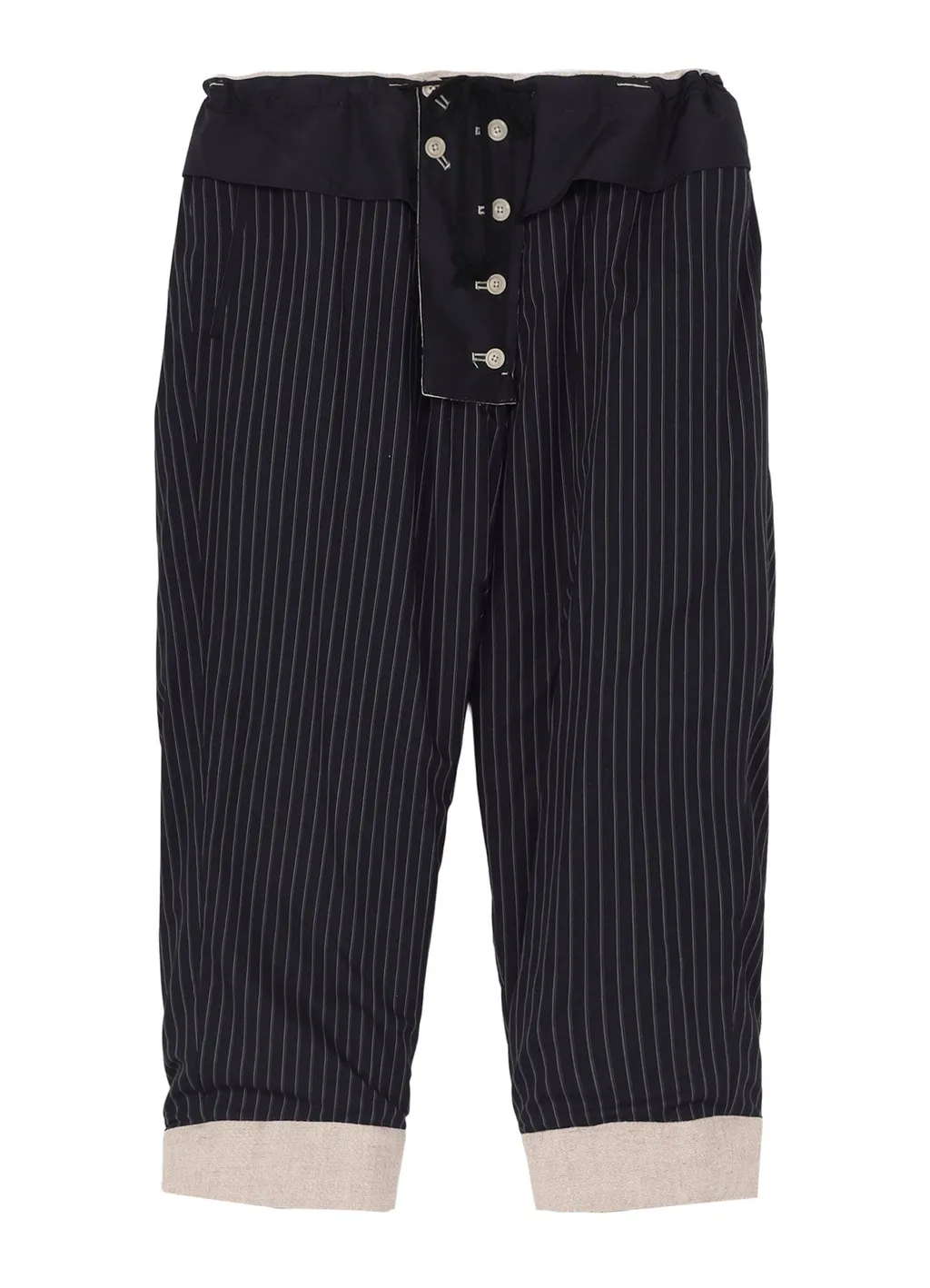 Silk Linen Tweed Gusset Pocket Padded Pants