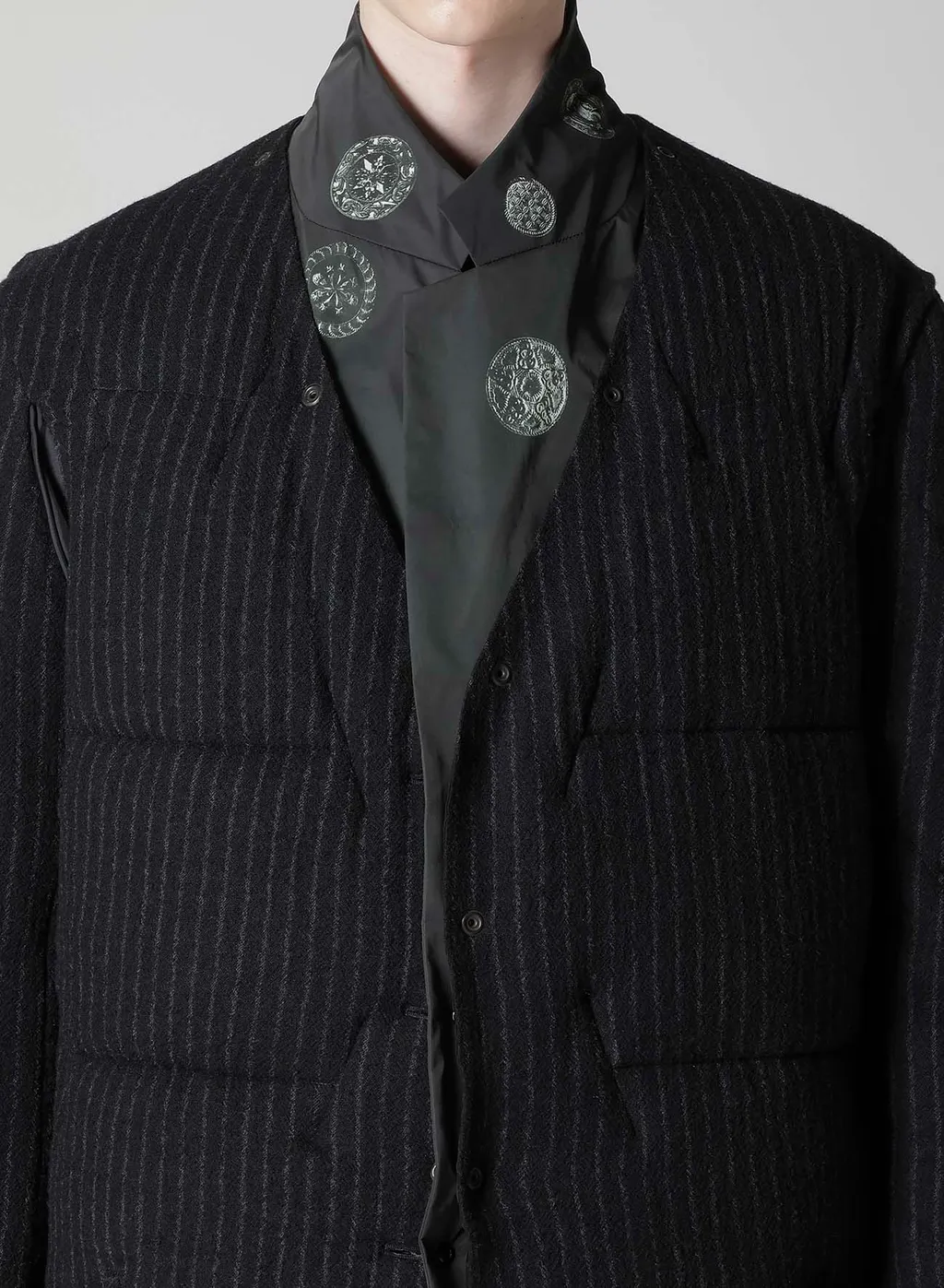 Nude And Button Printed Reversible Jacket