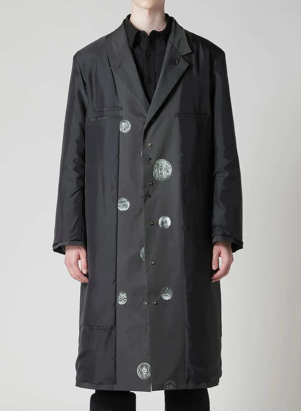 Nude And Button Printed Reversible Jacket