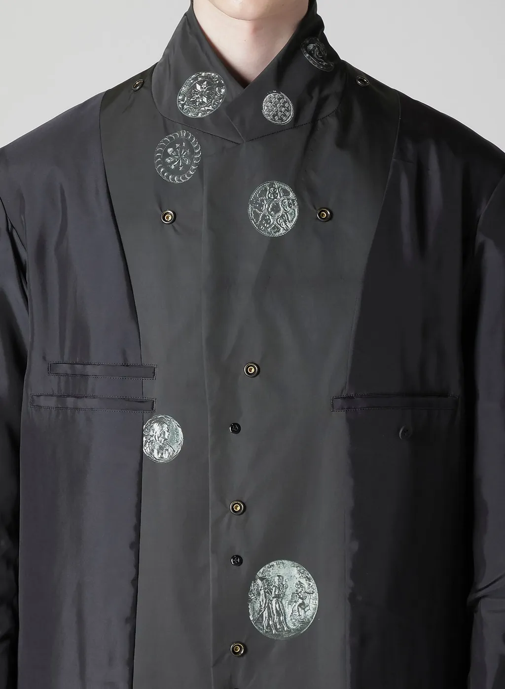Nude And Button Printed Reversible Jacket