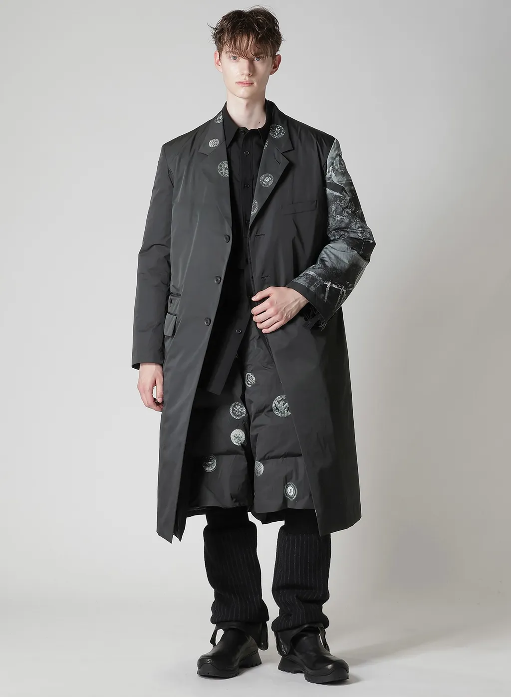 Nude And Button Printed Reversible Jacket