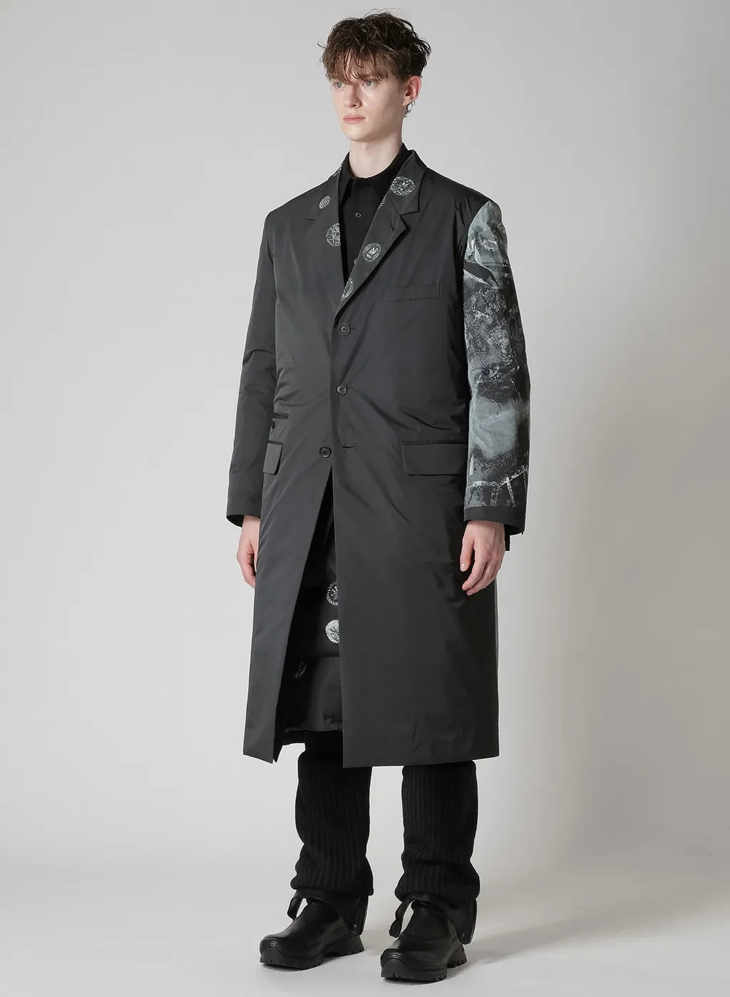 Nude And Button Printed Reversible Jacket