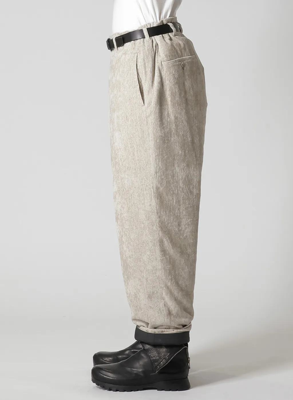Raw Linen Velvet One Side Pocket Pants With Liner